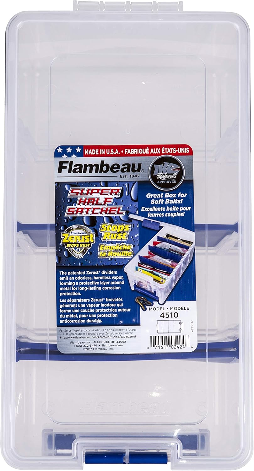 Flambeau Outdoors 4510 Clear Fishing Tackle Box Organizer - Super Half Satchel Soft Fishing Lure Storage Boxes, Bait Box Fishing Tackle Organizer, Tuff Tainer Tackle Box with Zerust Anti-Rust Dividers - Image 2