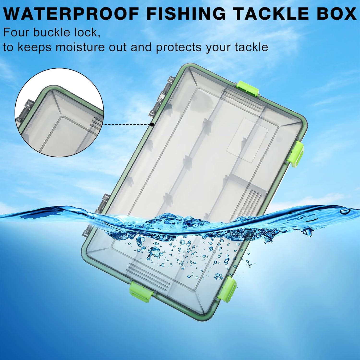 Ramede 6 Pcs Fishing Tackle Boxes Waterproof Airtight Plastic Tackle Box Organizer Transparent Fishing Tackle Storage with Adjustable Dividers for Terminal Tackle Lure Bait Hook(Large) - Image 3