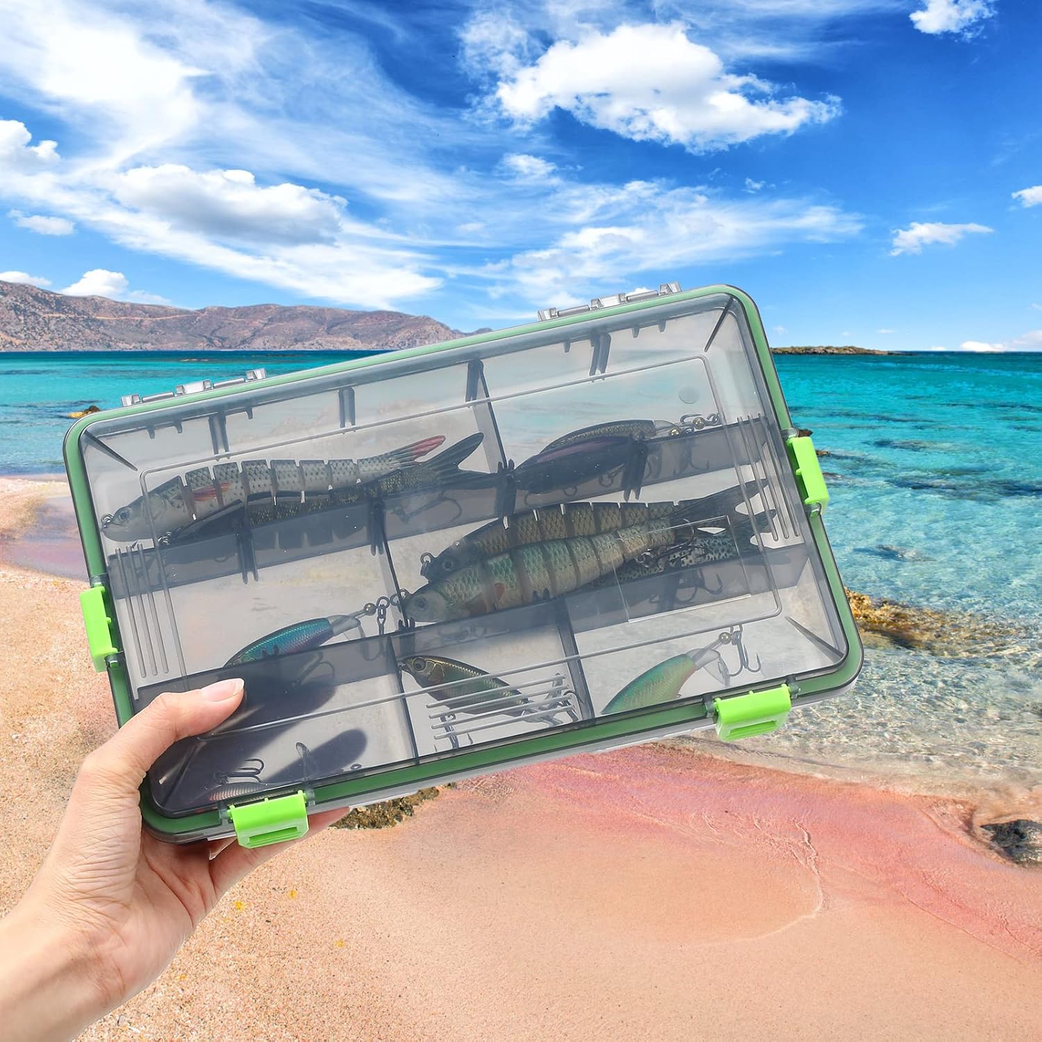 Ramede 6 Pcs Fishing Tackle Boxes Waterproof Airtight Plastic Tackle Box Organizer Transparent Fishing Tackle Storage with Adjustable Dividers for Terminal Tackle Lure Bait Hook(Large) - Image 4
